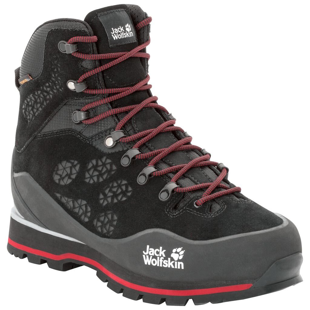 Jack Wolfskin WILDERNESS PEAK TEXAPORE MID Férfi Túrabakancs Fekete/Piros - ATVYMH-739